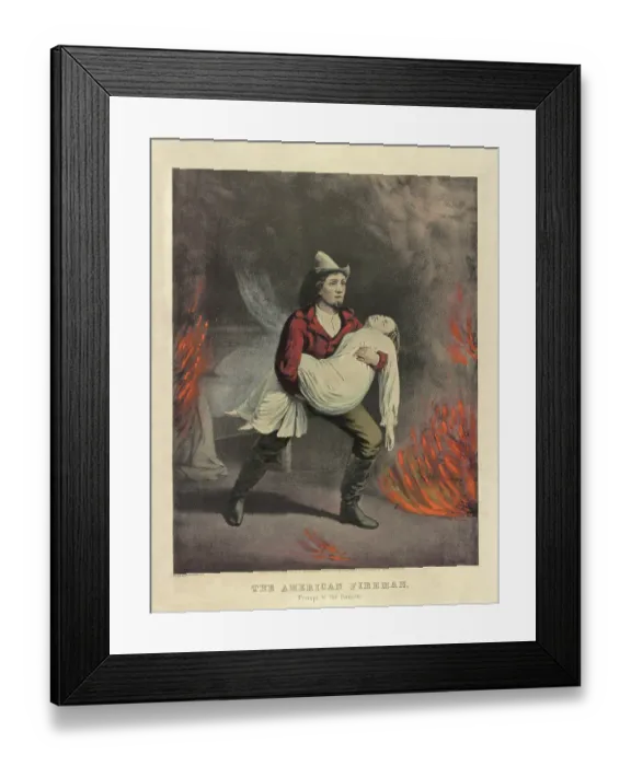 Framed Print : The American fireman: prompt to the rescue Framed Print : The American fireman: prompt to the rescue