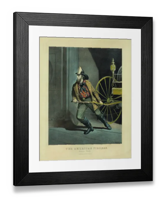 Framed Print : The American fireman - always ready Framed Print : The American fireman - always ready