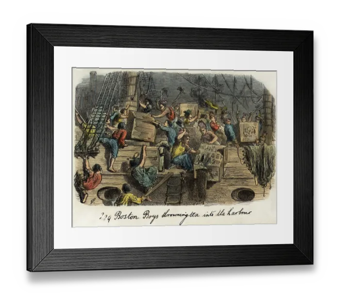 Framed Print : The Boston Boys Throwing Taxed Tea