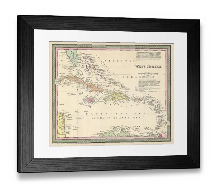 Framed Print : Cowperthwait Map of Cuba and West Indies