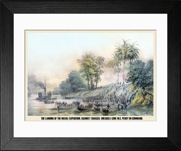 Framed Print : The landing, of the naval expedition, against Tabasco Framed Print : The landing, of the naval expedition, against Tabasco