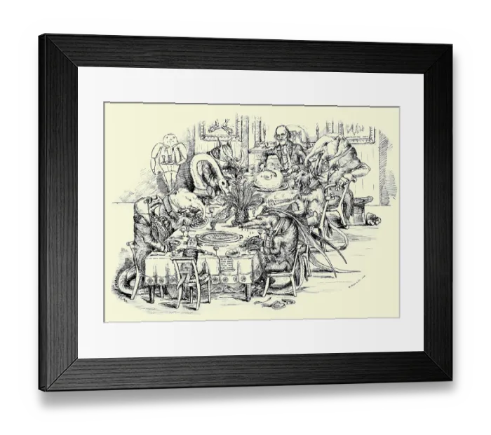 Framed Print : Dinosaurs Dining on a Dodo Framed Print : Dinosaurs Dining on a Dodo