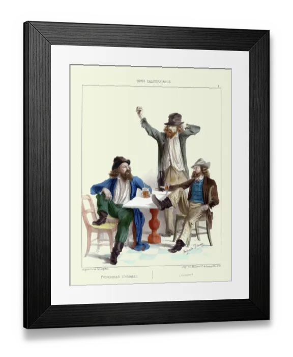 Framed Print : Comfort. Twelve views of gold miners showing what individual miners looked like