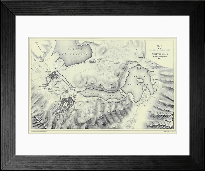 Framed Print : Mexican-American War Map of Operations Framed Print : Mexican-American War Map of Operations