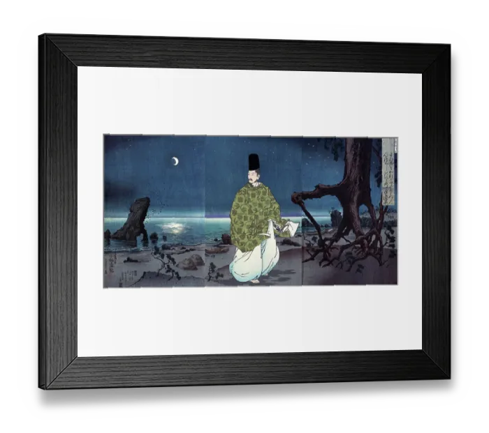 Framed Print : Heian Period Courtier on a Moonlit Beach Framed Print : Heian Period Courtier on a Moonlit Beach