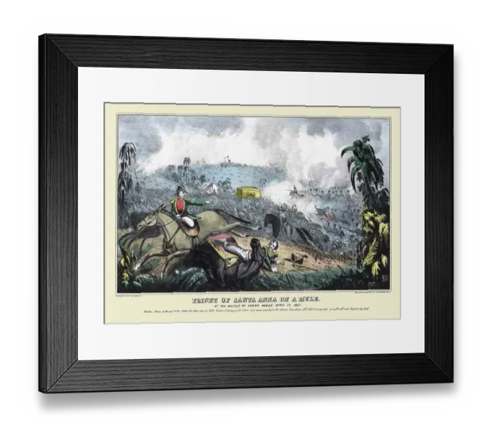 Framed Print : Flight of Santa Anna on a Muel, at the Battle of Cerro Gordo, April 17, 1847 Framed Print : Flight of Santa Anna on a Muel, at the Battle of Cerro Gordo, April 17, 1847