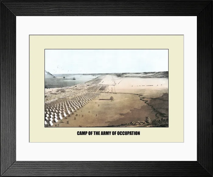 Framed Print : Birds-eye view of the camp of the army of occupation Framed Print : Birds-eye view of the camp of the army of occupation