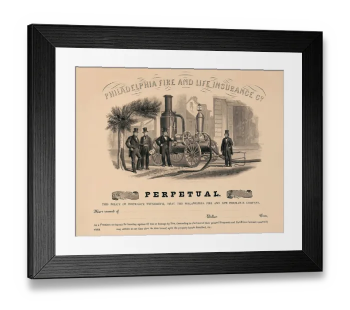Framed Print : Perpetual. Philadelphia fire and life insurance co Framed Print : Perpetual. Philadelphia fire and life insurance co