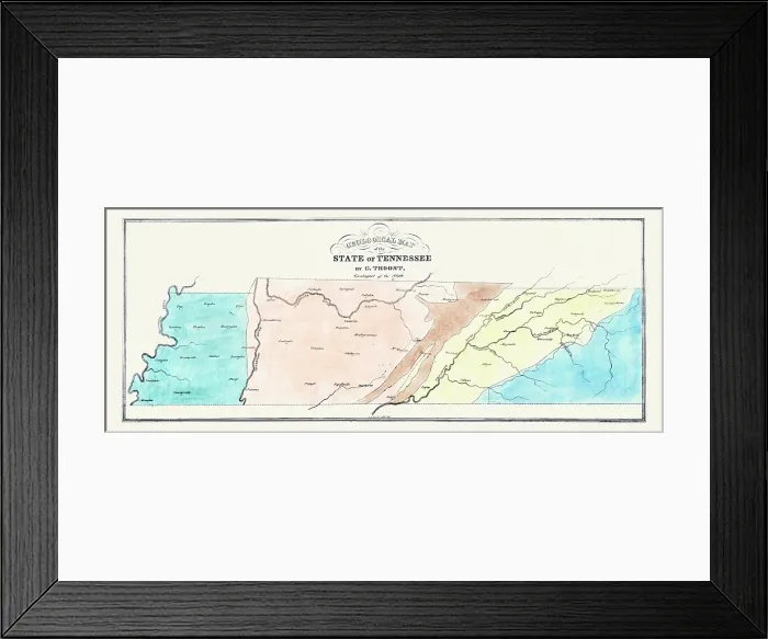 Framed Print : Geological map of the state of Tennessee Framed Print : Geological map of the state of Tennessee