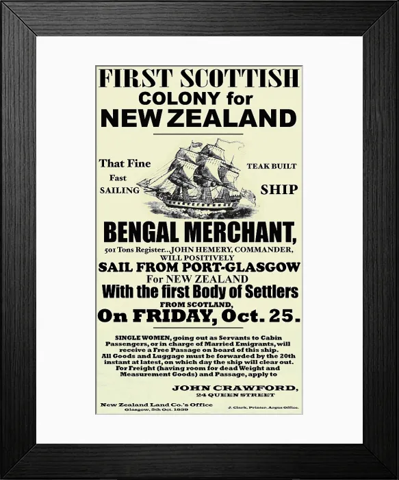 Framed Print : First Scottish Colony for New Zealand