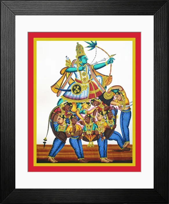 Framed Print : Manmatha kneels on the back of his elephant Framed Print : Manmatha kneels on the back of his elephant