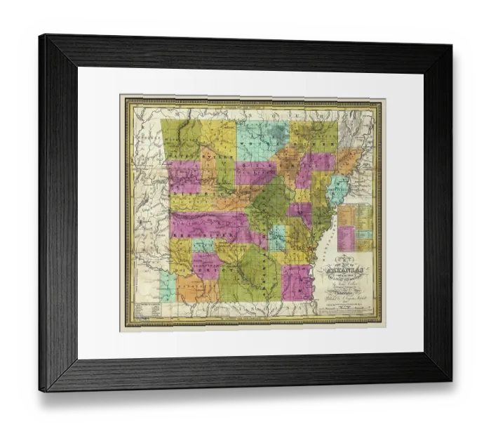 Framed Print : A new map of Arkansas Framed Print : A new map of Arkansas