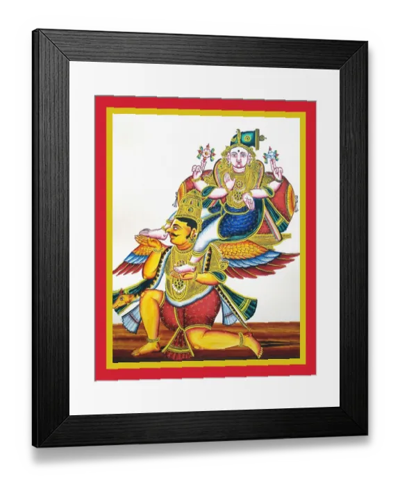 Framed Print : Kneeling Garuda carrying a Deity Framed Print : Kneeling Garuda carrying a Deity
