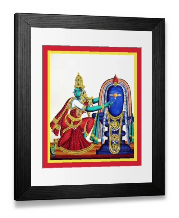 Framed Print : Pārvatī embracing an egg-shaped, garlanded linga Framed Print : Pārvatī embracing an egg-shaped, garlanded linga