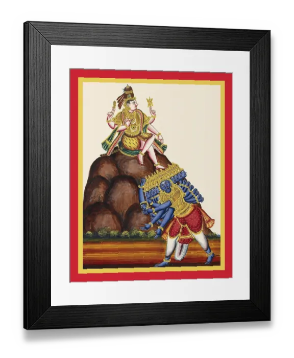 Framed Print : Four-armed Shiva sits atop Mount Kailasa Framed Print : Four-armed Shiva sits atop Mount Kailasa