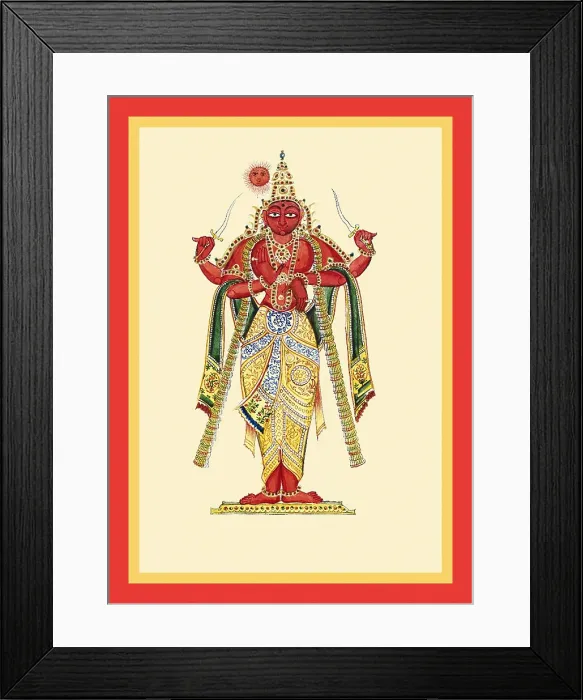 Framed Print : Red-complexioned, four-armed Sūrya Framed Print : Red-complexioned, four-armed Sūrya