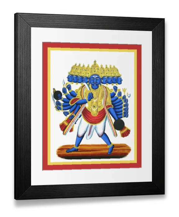 Framed Print : Nine-headed and eighteen-armed Ravaṇa stands in pratyalidha Framed Print : Nine-headed and eighteen-armed Ravaṇa stands in pratyalidha