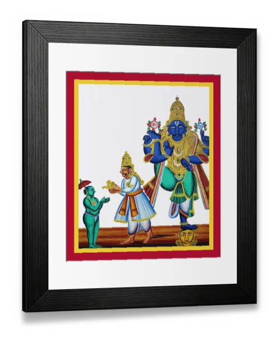 Framed Print : Daitya King Bali pours water over the hands of Vamana Framed Print : Daitya King Bali pours water over the hands of Vamana