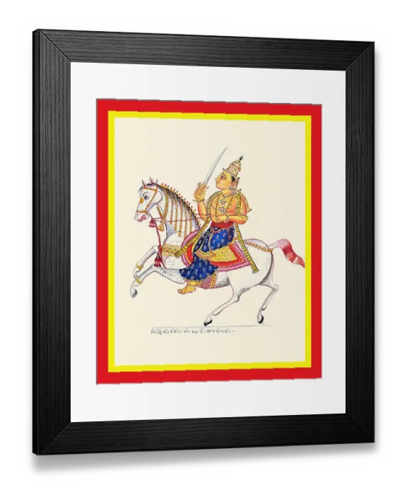 Framed Print : Kubera, guardian of the north, riding a horse Framed Print : Kubera, guardian of the north, riding a horse
