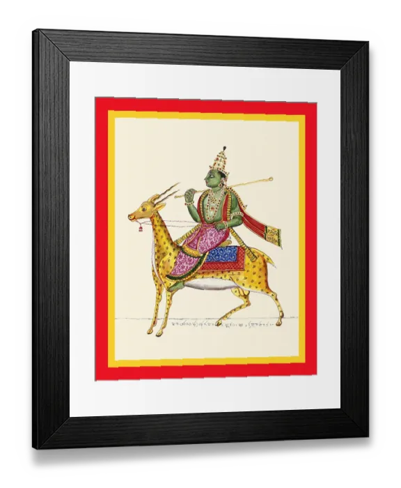 Framed Print : Vayu, guardian of the north-west, riding a gazelle Framed Print : Vayu, guardian of the north-west, riding a gazelle