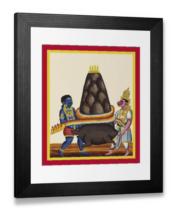 Framed Print : Kurma supports Mount Mandara on his shell Framed Print : Kurma supports Mount Mandara on his shell