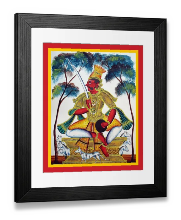 Framed Print : Aiyanar sits in lalitasana in a Grove Framed Print : Aiyanar sits in lalitasana in a Grove