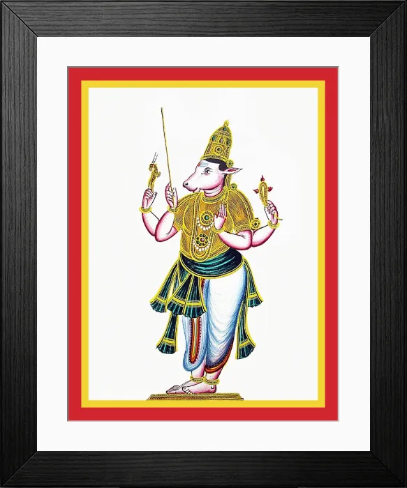 Framed Print : Adhikara Nandistands with a bull's head on a man's body Framed Print : Adhikara Nandistands with a bull's head on a man's body