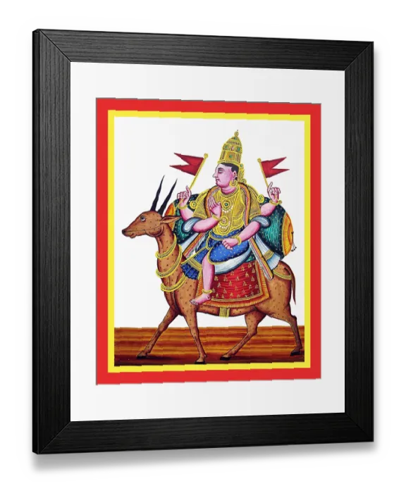 Framed Print : Vāyu rides a caparisoned gazelle