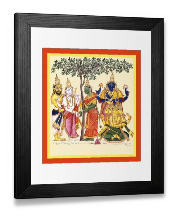 Framed Print : Marriage of Shiva and Parviti under a sacred tree Framed Print : Marriage of Shiva and Parviti under a sacred tree