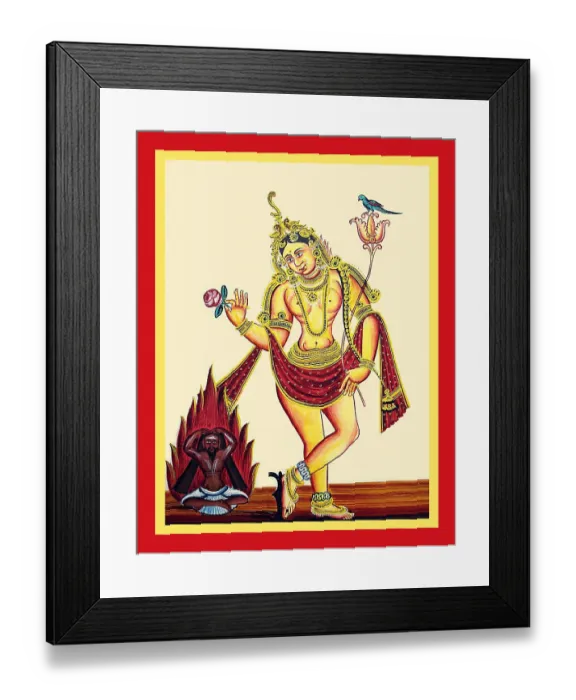Framed Print : Mohini stands and looks at the ascetic Bhasmasura Framed Print : Mohini stands and looks at the ascetic Bhasmasura