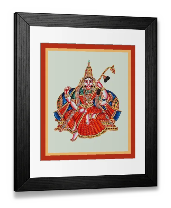 Framed Print : Goddess Sarasvatī sits in lalitasana on a throne
