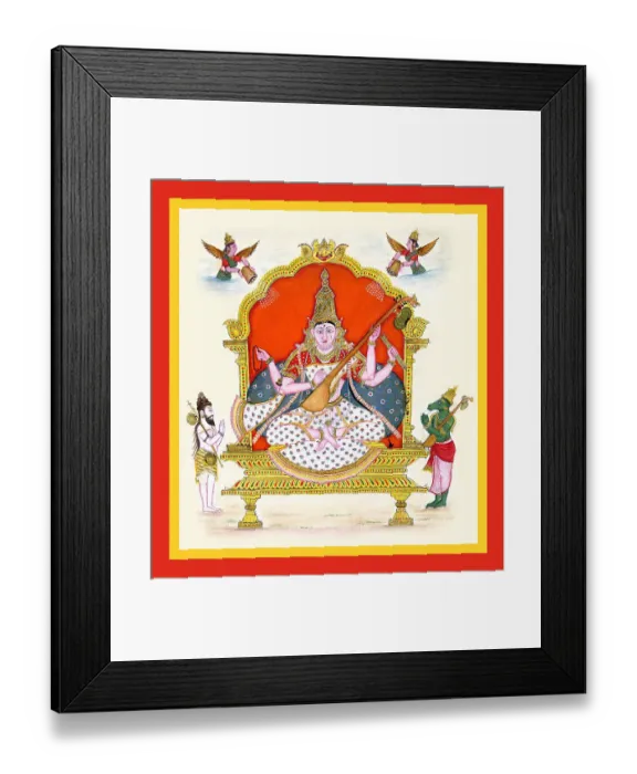 Framed Print : Goddess Sarasvatī on a throne Framed Print : Goddess Sarasvatī on a throne