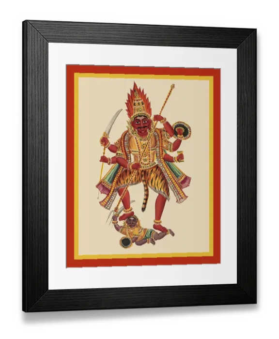 Framed Print : Virabhadra Crushing a demon beneath his feet Framed Print : Virabhadra Crushing a demon beneath his feet