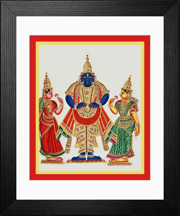 Framed Print : Vithobastands flanked by his two consorts Framed Print : Vithobastands flanked by his two consorts