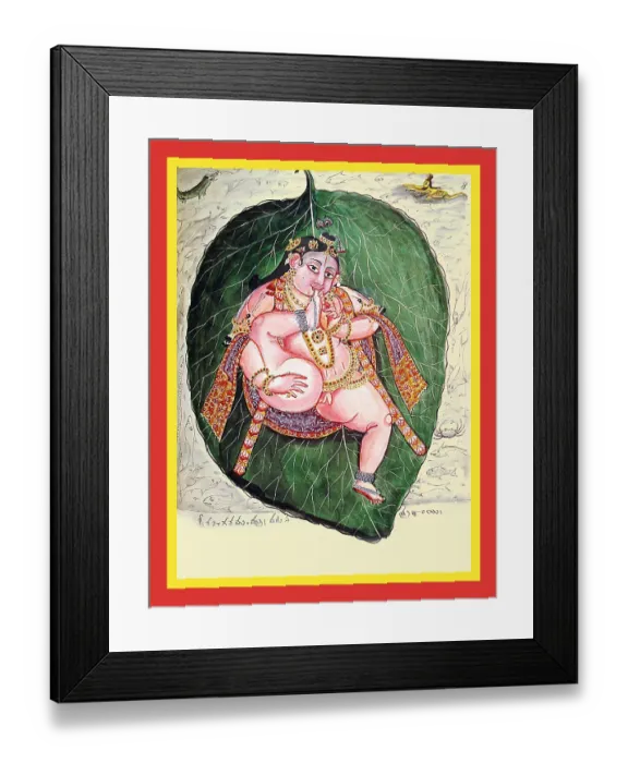 Framed Print : Child Krishna Vatapattrasayi, naked Framed Print : Child Krishna Vatapattrasayi, naked