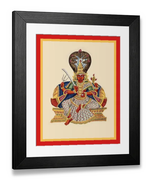 Framed Print : Mariamman, shown with four arms Framed Print : Mariamman, shown with four arms