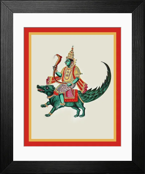 Framed Print : Varuṇa riding on a richly caparisoned makara Framed Print : Varuṇa riding on a richly caparisoned makara
