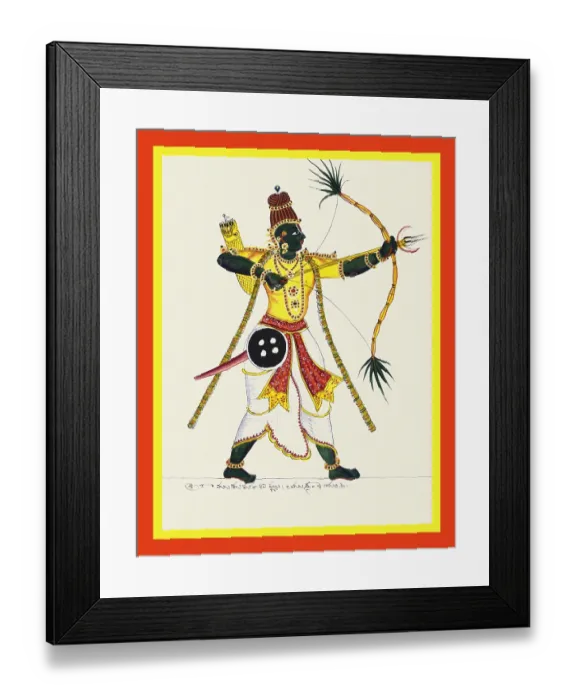 Framed Print : Rama, poised to shoot his crescent tipped arrow