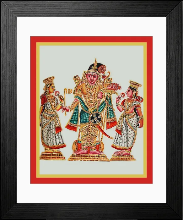 Framed Print : Rajagopalasvami, flanked by his consorts Framed Print : Rajagopalasvami, flanked by his consorts