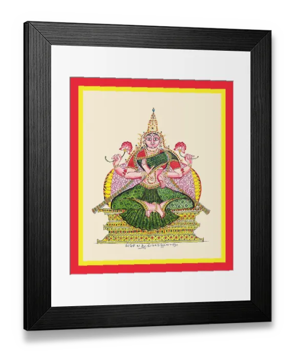Framed Print : Goddess Laksmi seated on a throne Framed Print : Goddess Laksmi seated on a throne