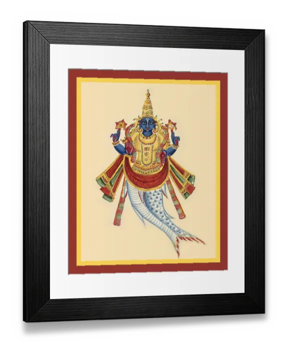Framed Print : Matsya emerging from the tail of a fish Framed Print : Matsya emerging from the tail of a fish