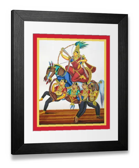 Framed Print : Rati kneels, aiming an arrow on the back of a horse Framed Print : Rati kneels, aiming an arrow on the back of a horse