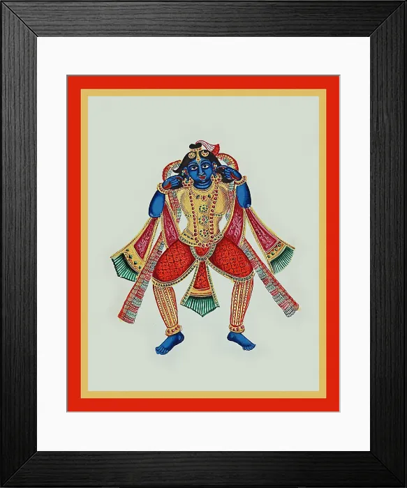 Framed Print : Krishna pulling his earlobes to beg for forgiveness Framed Print : Krishna pulling his earlobes to beg for forgiveness