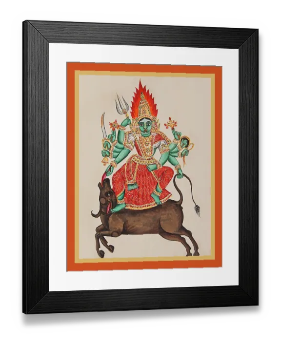 Framed Print : Durgā standing in pratyalidha on the back of the galloping Mahi£ā Framed Print : Durgā standing in pratyalidha on the back of the galloping Mahi£ā