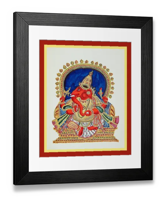 Framed Print : Ganapati seated in lalitasana on a throne Framed Print : Ganapati seated in lalitasana on a throne