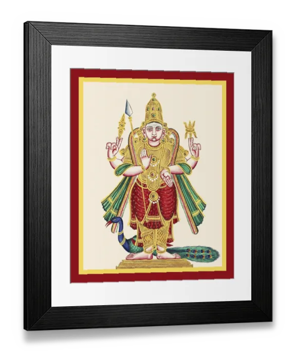Framed Print : Subrahmanya and a peacock Framed Print : Subrahmanya and a peacock