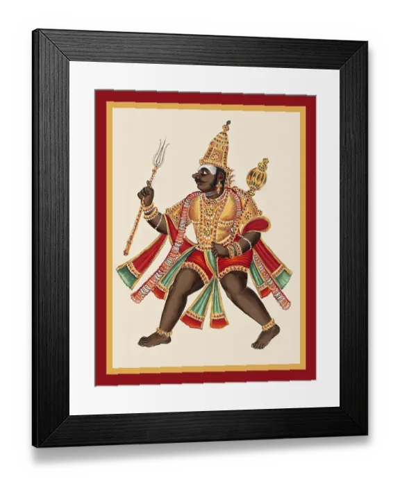 Framed Print : Kumbhakarna with a knob-like nose and a moustache