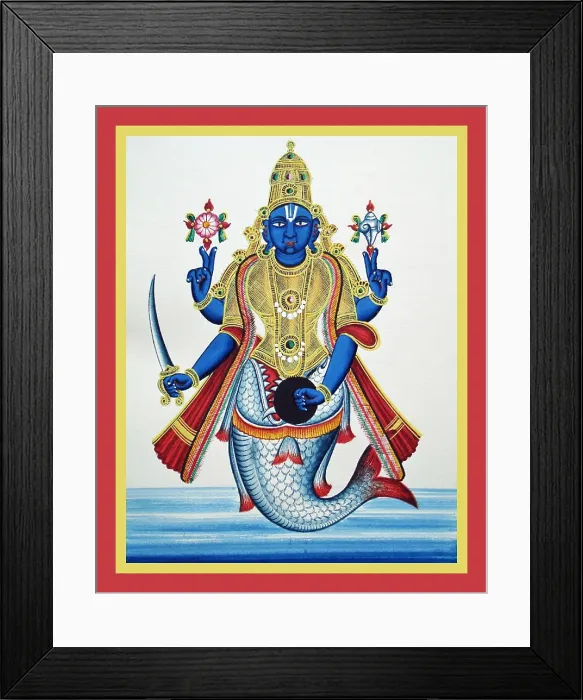 Framed Print : Matsya shown as half man, half fish Framed Print : Matsya shown as half man, half fish