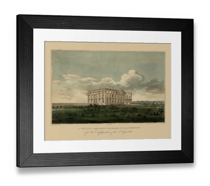 Framed Print : View of the Presidents house 1814 Framed Print : View of the Presidents house 1814