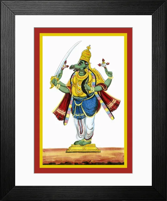 Framed Print : Kalki, of greenish complexion Framed Print : Kalki, of greenish complexion